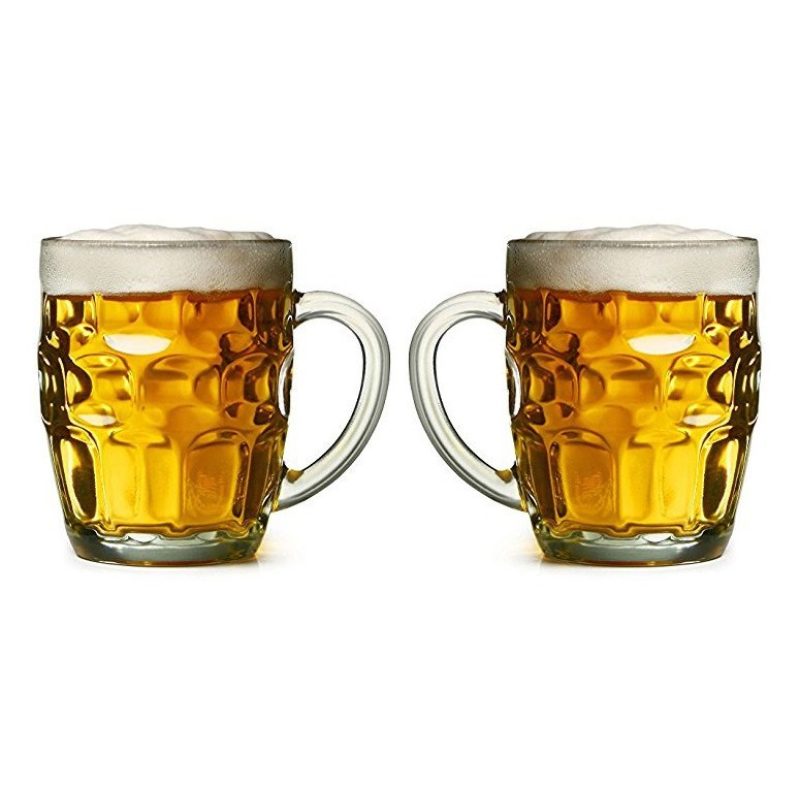2x BICCHIERE VETRO BOCCALE BIRRA TRASPARENTE CON MANICO CL.55 tazze...