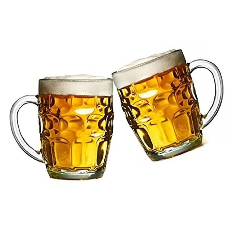 2x BICCHIERE VETRO BOCCALE BIRRA TRASPARENTE CON MANICO CL.55 tazze...