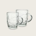 2x BICCHIERE VETRO BOCCALE BIRRA TRASPARENTE CON MANICO CL.55 tazze colazione