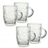 4x BICCHIERE VETRO BOCCALE BIRRA TRASPARENTE CON MANICO CL.55 tazze...