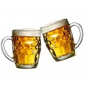 4x BICCHIERE VETRO BOCCALE BIRRA TRASPARENTE CON MANICO CL.55 tazze colazione