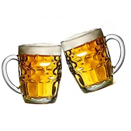 4x BICCHIERE VETRO BOCCALE BIRRA TRASPARENTE CON MANICO CL.55 tazze colazione