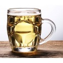 4x BICCHIERE VETRO BOCCALE BIRRA TRASPARENTE CON MANICO CL.55 tazze colazione