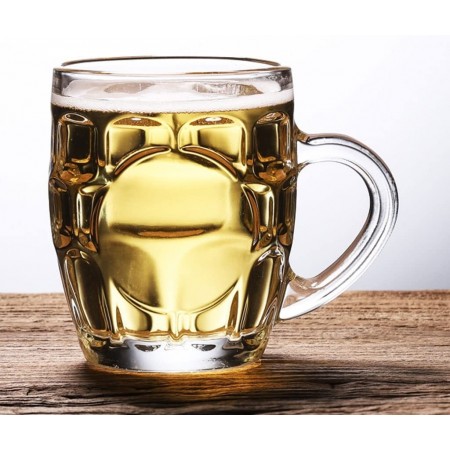 4x BICCHIERE VETRO BOCCALE BIRRA TRASPARENTE CON MANICO CL.55 tazze colazione