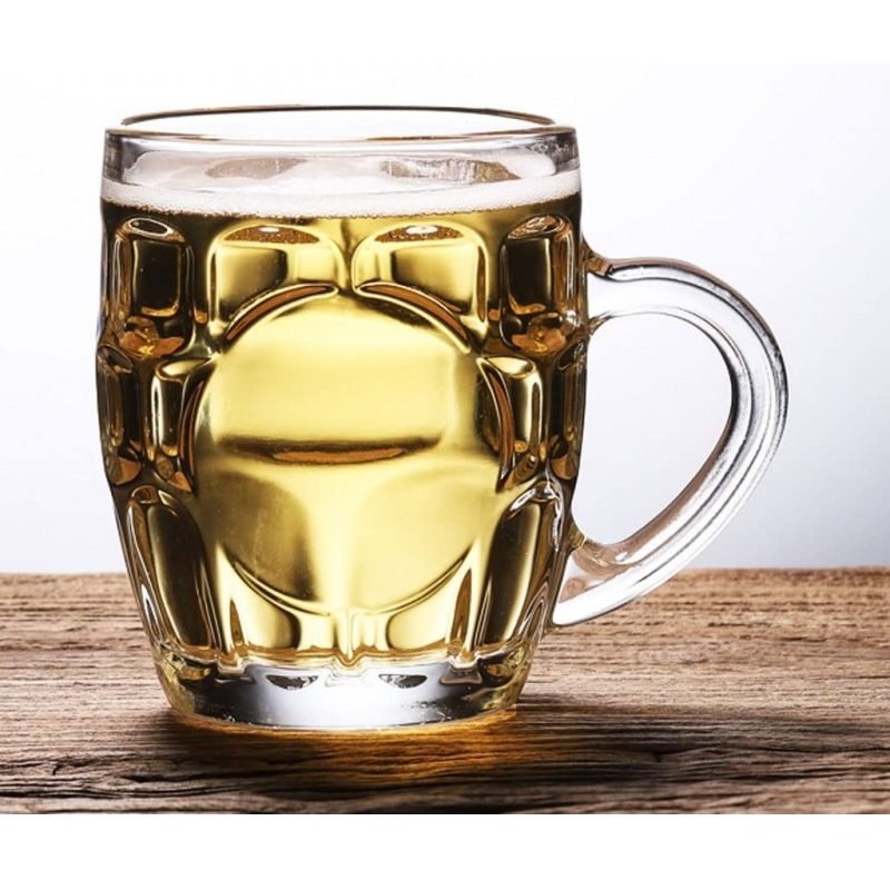 4x BICCHIERE VETRO BOCCALE BIRRA TRASPARENTE CON MANICO CL.55 tazze...