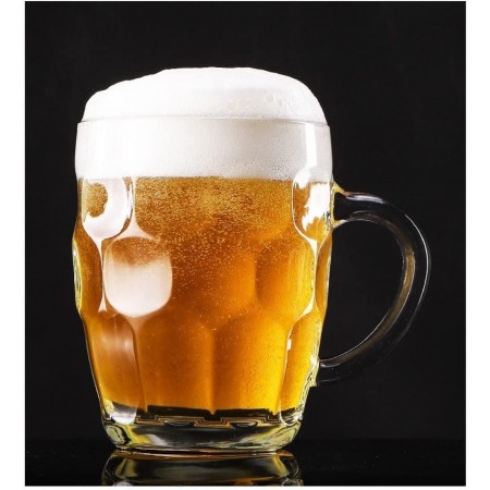 4x BICCHIERE VETRO BOCCALE BIRRA TRASPARENTE CON MANICO CL.55 tazze colazione
