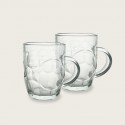 4x BICCHIERE VETRO BOCCALE BIRRA TRASPARENTE CON MANICO CL.55 tazze colazione