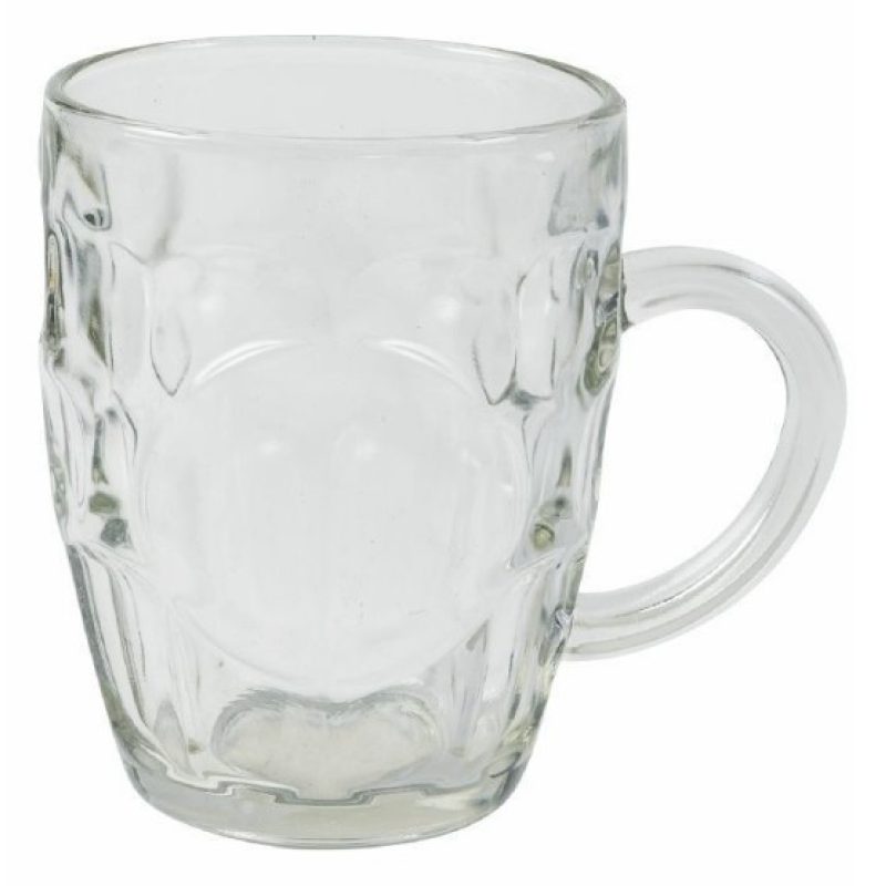 4x BICCHIERE VETRO BOCCALE BIRRA TRASPARENTE CON MANICO CL.55 tazze...