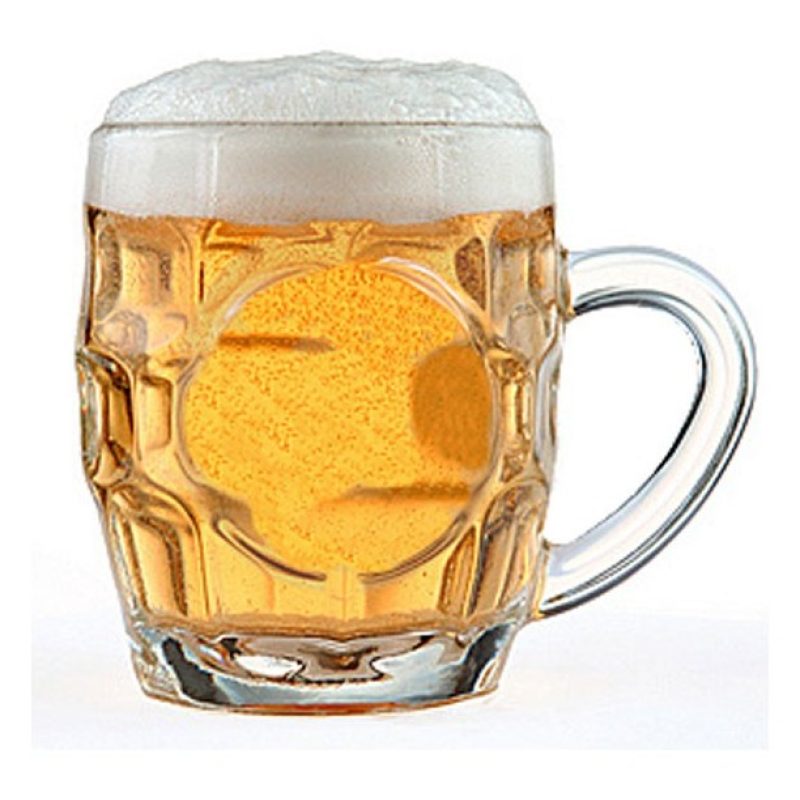 4x BICCHIERE VETRO BOCCALE BIRRA TRASPARENTE CON MANICO CL.55 tazze...