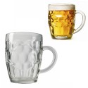 4x BICCHIERE VETRO BOCCALE BIRRA TRASPARENTE CON MANICO CL.55 tazze colazione