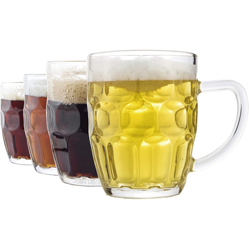 Confezione 6 Calici birra con manico 30 cl tazze colazione MUG in vetro boccali