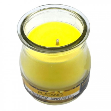 SET 12 CANDELE PROFUMEATE in VASETTO VETRO BANANA AMBIENTE 7X5,5 CM ESTATE