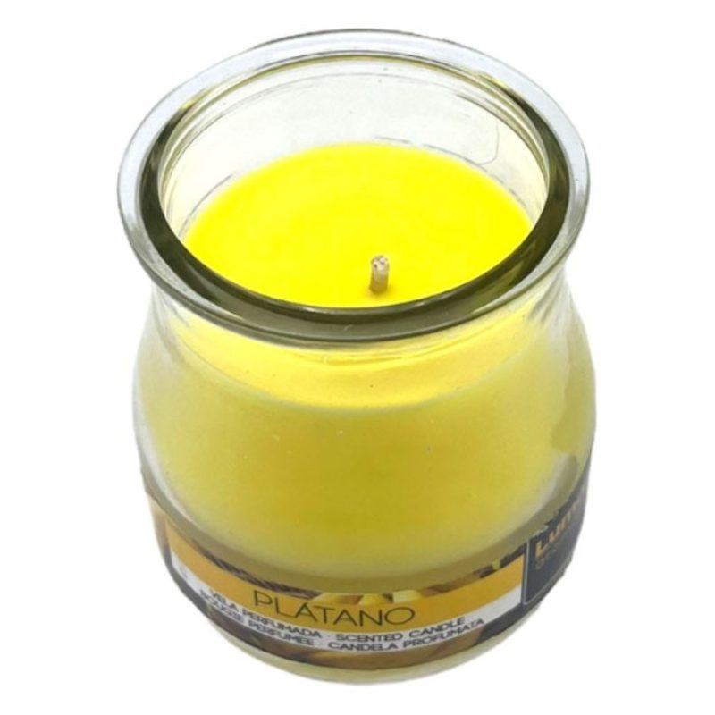 Lumar SET 12 CANDELE PROFUMEATE in VASETTO VETRO BANANA AMBIENTE 7X...