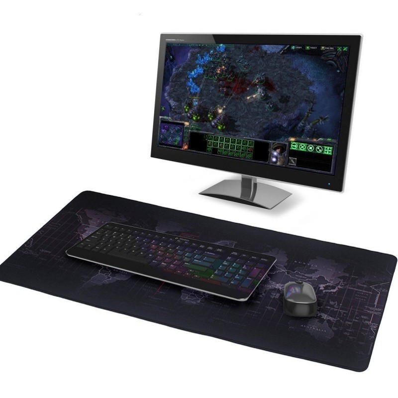 Mousepad tappetino XXL 900x400x3mm Mappa del Mondo mouse mat tappeto laptop game