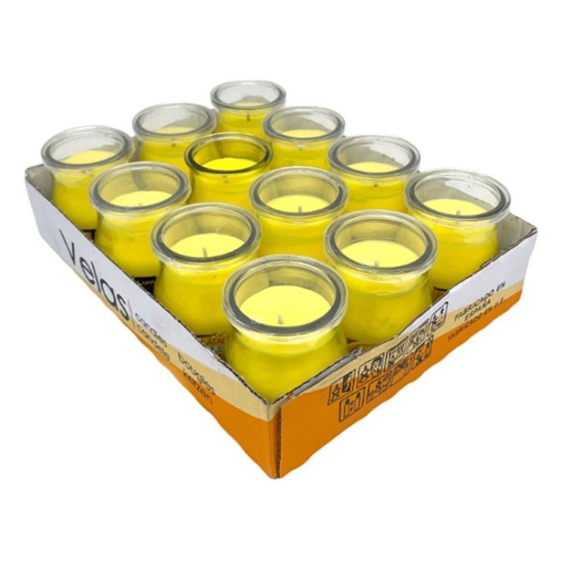 Lumar SET 12 CANDELE PROFUMEATE in VASETTO VETRO BANANA AMBIENTE 7X...