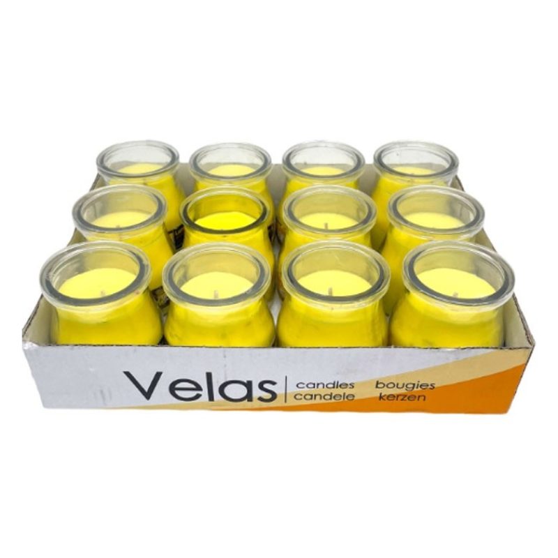 Lumar SET 12 CANDELE PROFUMEATE in VASETTO VETRO BANANA AMBIENTE 7X...