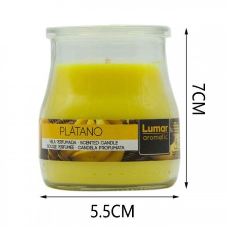 SET 12 CANDELE PROFUMEATE in VASETTO VETRO BANANA AMBIENTE 7X5,5 CM ESTATE