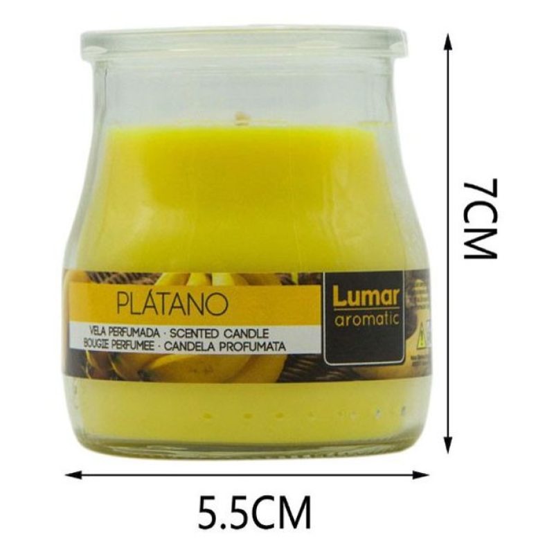 Lumar SET 12 CANDELE PROFUMEATE in VASETTO VETRO BANANA AMBIENTE 7X...