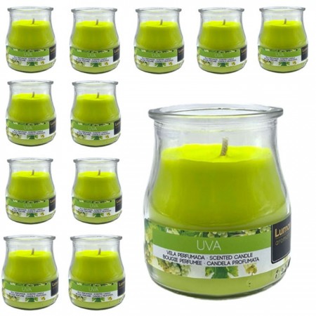 SET 12 CANDELE PROFUMEATE in VASETTO VETRO UVA AMBIENTE 7X5,5 CM ESTATE