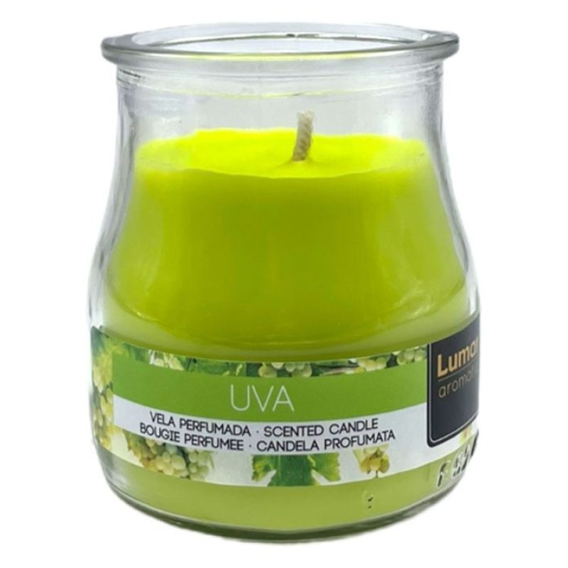SET 12 CANDELE PROFUMEATE in VASETTO VETRO UVA AMBIENTE 7X5,5 CM ES...