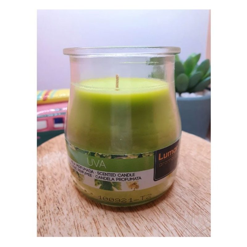 SET 12 CANDELE PROFUMEATE in VASETTO VETRO UVA AMBIENTE 7X5,5 CM ES...
