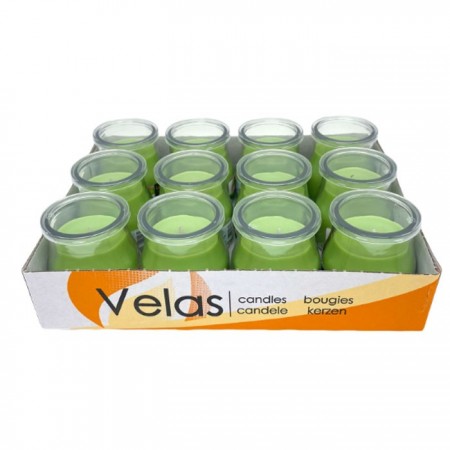 SET 12 CANDELE PROFUMEATE in VASETTO VETRO ANGURIA AMBIENTE 7X5,5 CM ESTATE
