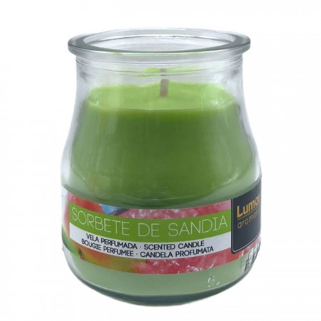 SET 12 CANDELE PROFUMEATE in VASETTO VETRO ANGURIA AMBIENTE 7X5,5 CM ESTATE