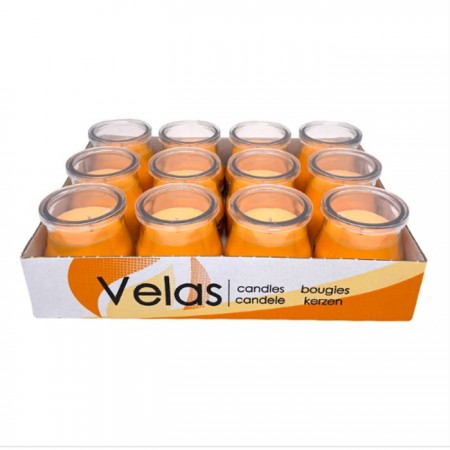 SET 12 CANDELE PROFUMEATE in VASETTO VETRO FRUTTI TROPICALI AMBIENTE 7X5,5 CM