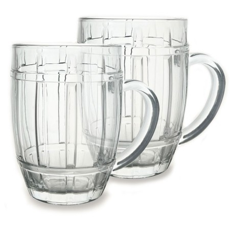 2x BICCHIERE VETRO BOCCALE BIRRA TRASPARENTE CON MANICO CL.50 tazze colazione