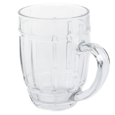 2x BICCHIERE VETRO BOCCALE BIRRA TRASPARENTE CON MANICO CL.50 tazze colazione