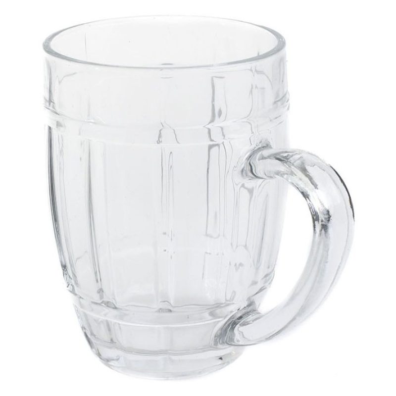 2x BICCHIERE VETRO BOCCALE BIRRA TRASPARENTE CON MANICO CL.50 tazze...