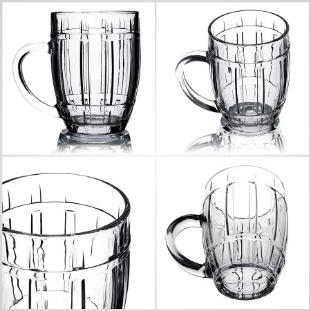 2x BICCHIERE VETRO BOCCALE BIRRA TRASPARENTE CON MANICO CL.50 tazze colazione