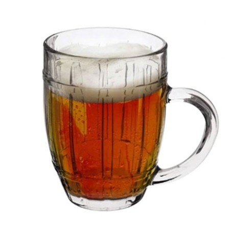 2x BICCHIERE VETRO BOCCALE BIRRA TRASPARENTE CON MANICO CL.50 tazze colazione