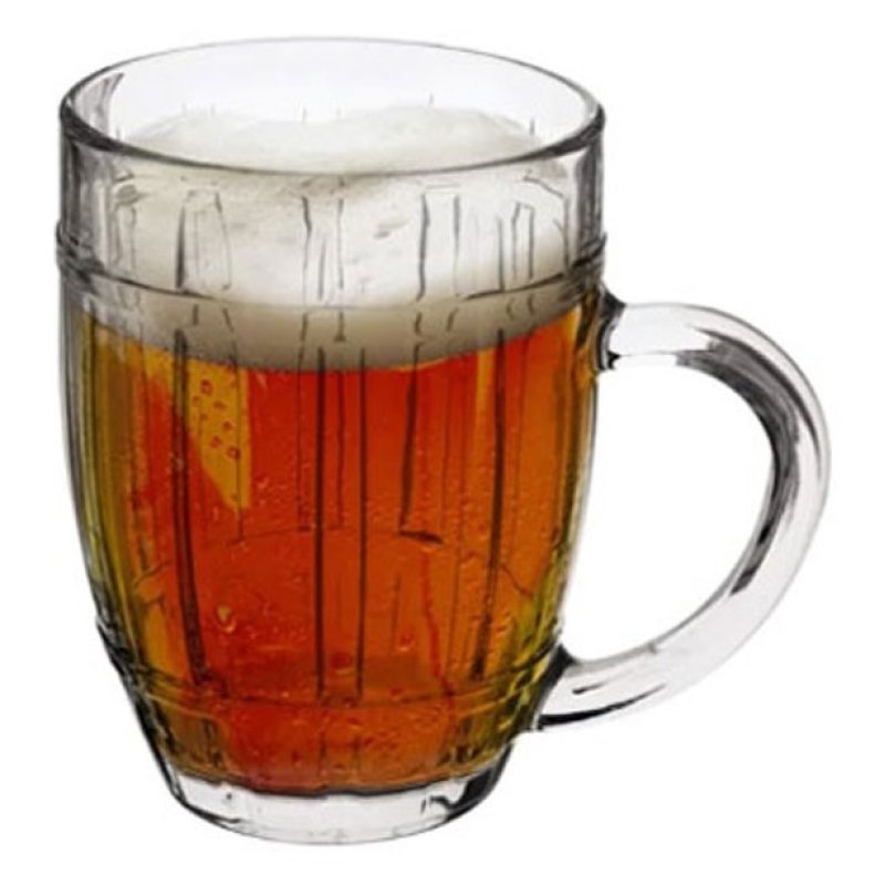 2x BICCHIERE VETRO BOCCALE BIRRA TRASPARENTE CON MANICO CL.50 tazze...