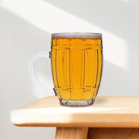 2x BICCHIERE VETRO BOCCALE BIRRA TRASPARENTE CON MANICO CL.50 tazze colazione