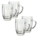4x BICCHIERE VETRO BOCCALE BIRRA TRASPARENTE CON MANICO CL.50 tazze colazione