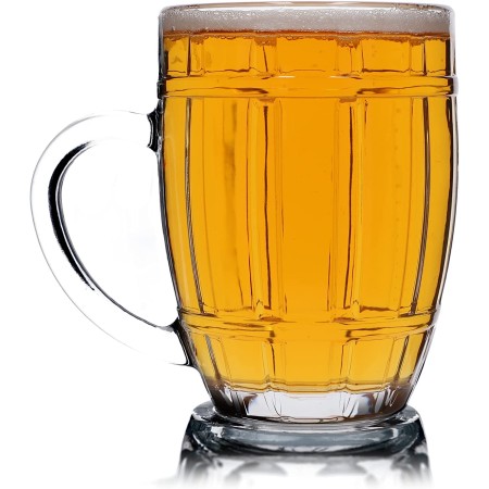 4x BICCHIERE VETRO BOCCALE BIRRA TRASPARENTE CON MANICO CL.50 tazze colazione