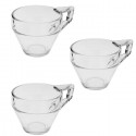 SET 3 Tazze tazzine espresso caffè cappuccino tè latte vetro trasparente 200ml