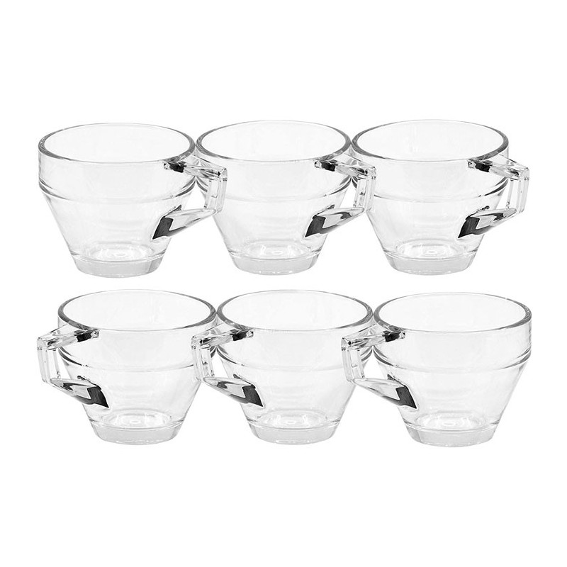 SET 6 Tazze tazzine espresso caffè cappuccino tè latte vetro trasparente 200ml