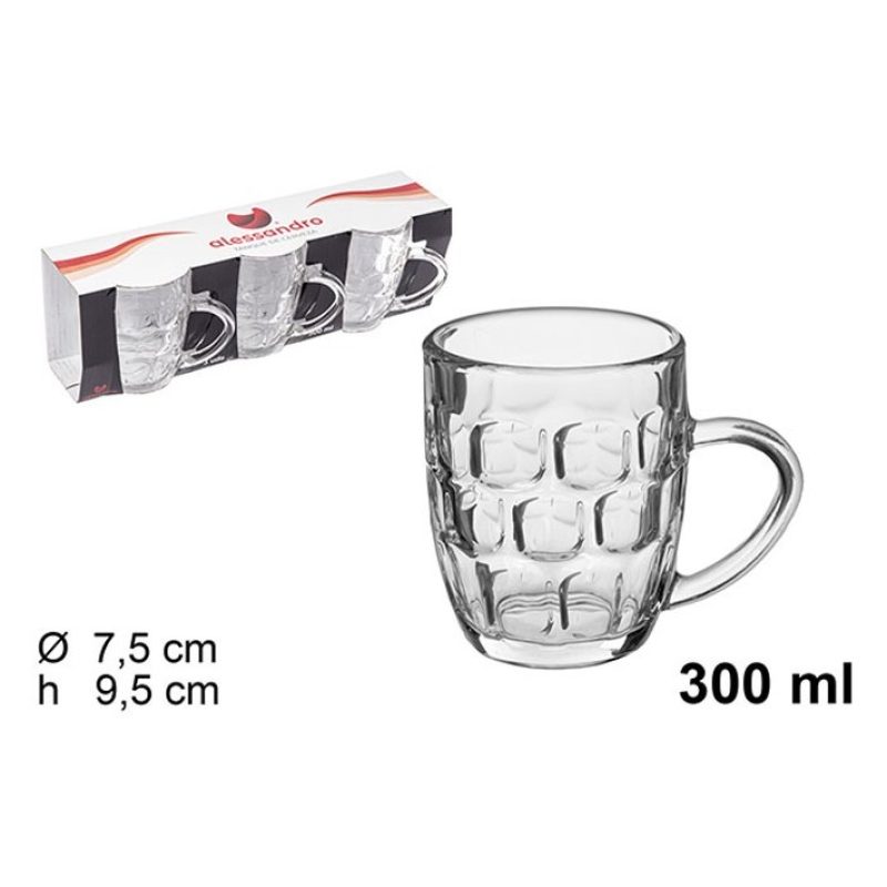 Confezione 3 Calici birra con manico 30 cl tazze colazione MUG in v...