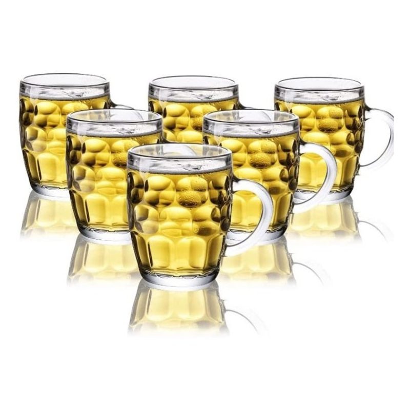 Confezione 6 Calici birra con manico 30 cl tazze colazione MUG in v...