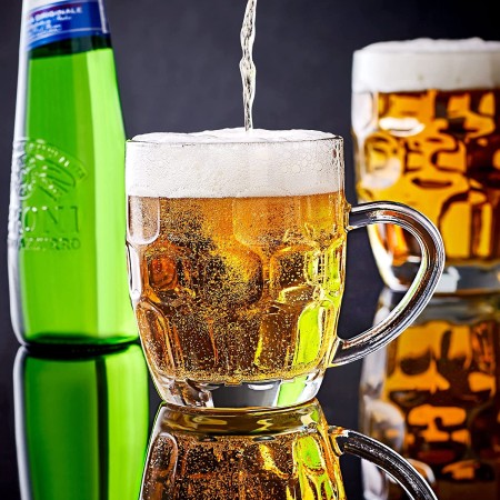 Confezione 6 Calici birra con manico 30 cl tazze colazione MUG in vetro boccali