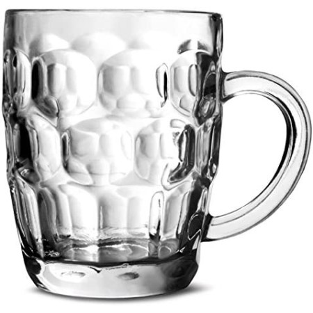 Confezione 6 Calici birra con manico 30 cl tazze colazione MUG in vetro boccali