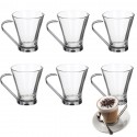 SET 6 Tazze tazzine espresso caffè cappuccino tè latte vetro trasparente 200ml