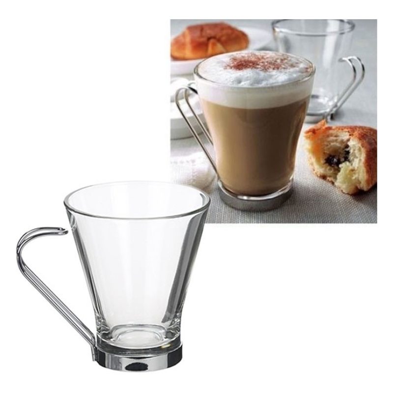 SET 6 Tazze tazzine espresso caffè cappuccino tè latte vetro traspa...