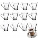 SET 12 Tazze tazzine espresso caffè cappuccino tè latte vetro trasparente 200ml