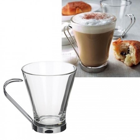 SET 12 Tazze tazzine espresso caffè cappuccino tè latte vetro trasparente 200ml