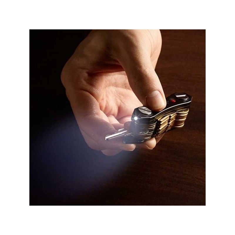 Portachiavi multifunzione organizzatore Luce LED apribottiglie con batteria nero