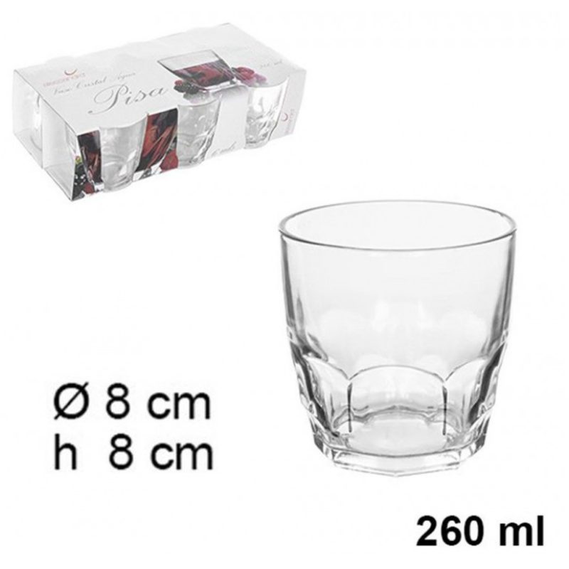 SET 6 BICCHIERI IN VETRO PER ACQUA VINO COCKTAI 26 CL CASA RISTORAN...