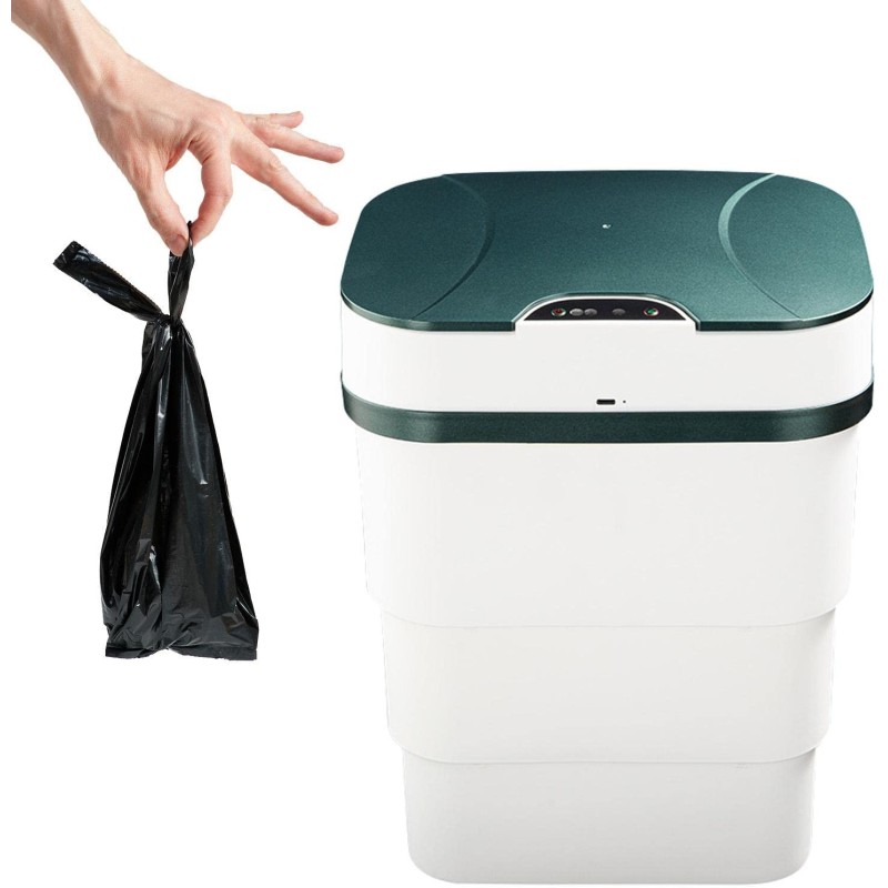 Qcwwy Pattumiera con Sensore da Tavolo, Mini Cestino per Rifiuti Automatico Touchless con Coperchio Bidone della Spazzatura Elettrico a Induzione Intelligente per Comodino da Tavolo da